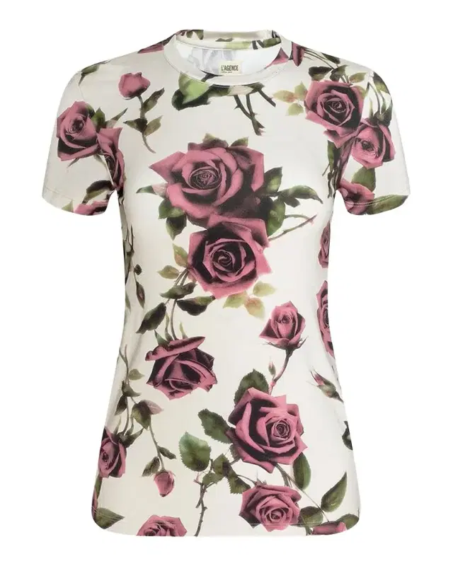 L'AGENCE Ressi Short-Sleeve Rose Tee