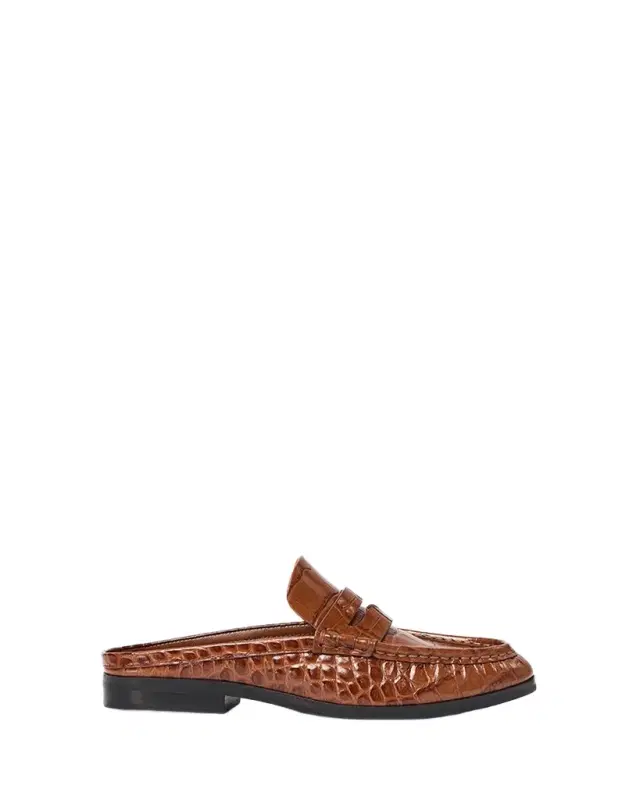 Dean Croc-Embossed Leather Backless Loafers