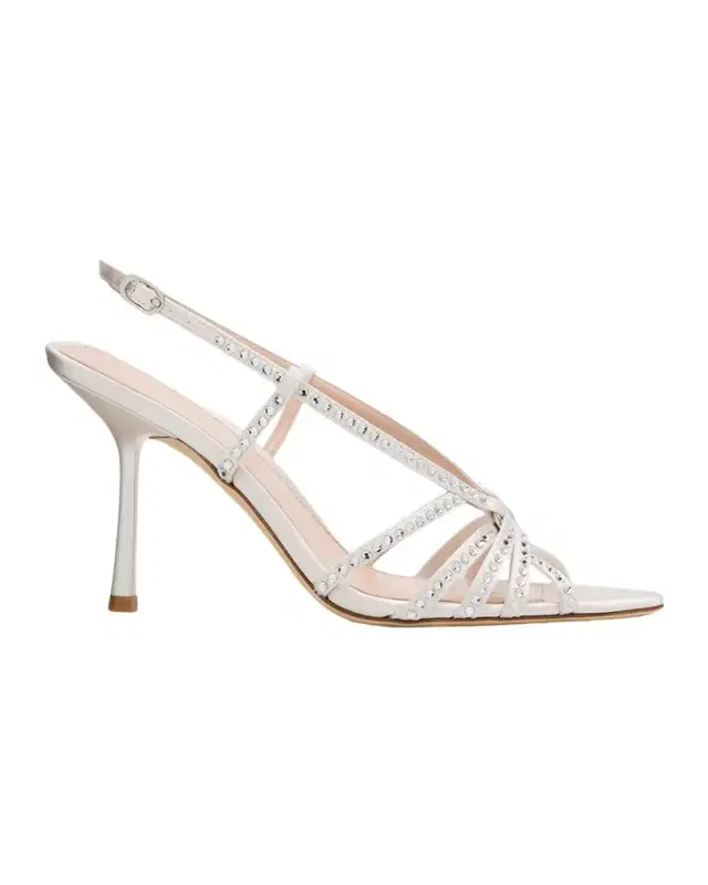 Stuart Weitzman 80mm Carlyle Embellished Satin Slingback Sandals