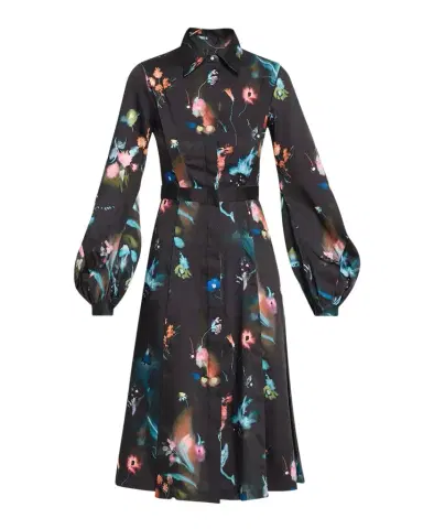 PRABAL GURUNG Balloon Long-Sleeve Floral-Print Midi Dress | Thumbnail 1