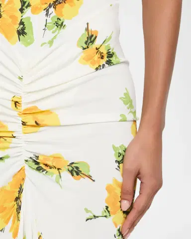 Alaïa Mock-Neck Draped Floral Jersey Cap-Sleeve Maxi Dress | Thumbnail 5 Alaïa Mock-Neck Draped Floral Jersey Cap-Sleeve Maxi Dress | Thumbnail 5
