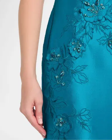 BADGLEY MISCHKA Beaded Floral Applique Column Gown | Thumbnail 5 BADGLEY MISCHKA Beaded Floral Applique Column Gown | Thumbnail 5