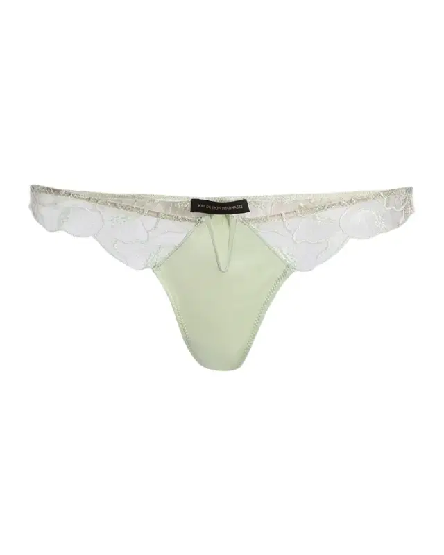 Kiki De Montparnasse Calla Lily Embroidered Silk Thong