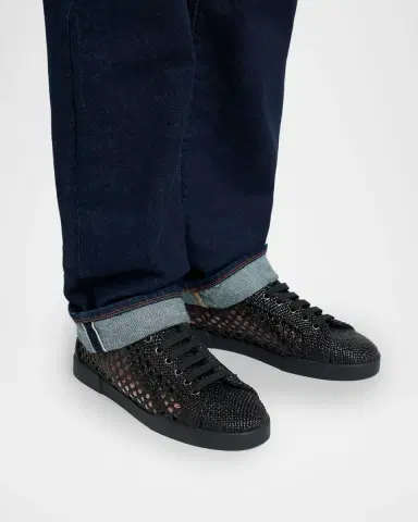 Dolce & Gabbana Men's Portofino Open-Weave Low-Top Sneakers | Thumbnail 2 Dolce & Gabbana Men's Portofino Open-Weave Low-Top Sneakers | Thumbnail 2