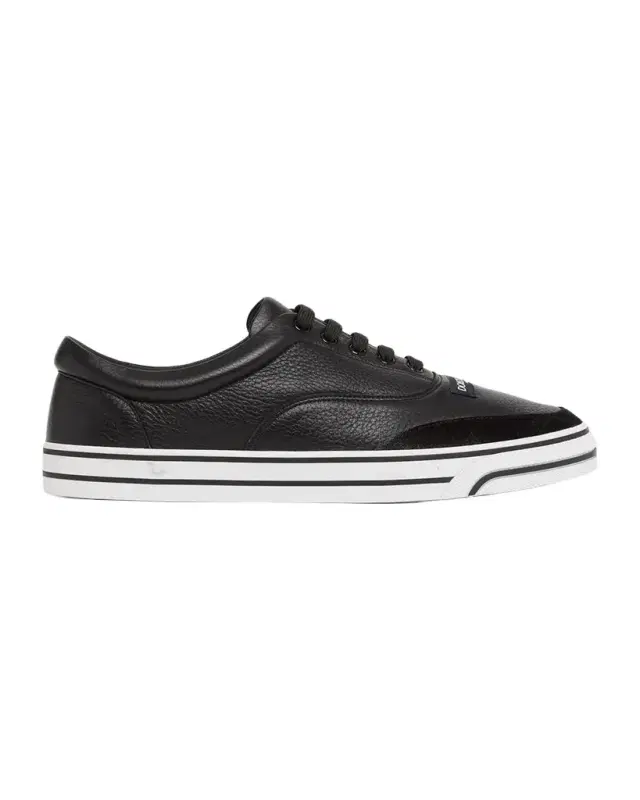 Dolce & Gabbana Men 's Grained Leather Label Low-Top Sneakers