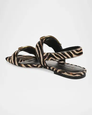 Veronica Beard Maglio Zebra Calf Hair Slingback Flat Sandals | Thumbnail 3 Veronica Beard Maglio Zebra Calf Hair Slingback Flat Sandals | Thumbnail 3