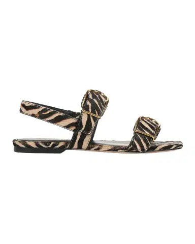 Veronica Beard Maglio Zebra Calf Hair Slingback Flat Sandals | Thumbnail 1 Veronica Beard Maglio Zebra Calf Hair Slingback Flat Sandals | Thumbnail 1
