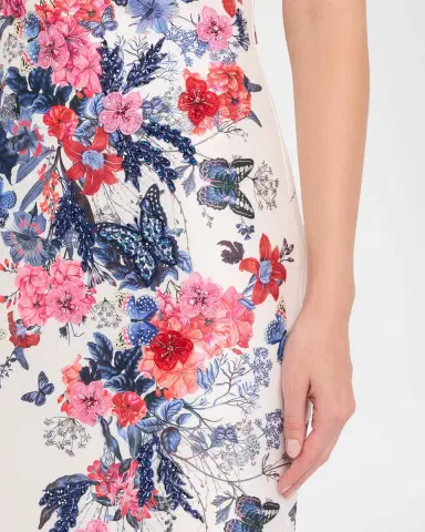 Badgley Mischka Strapless Floral Placement Midi Sheath Dress | Thumbnail 5
