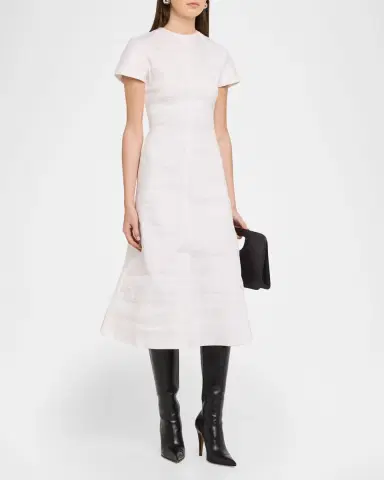 Brandon Maxwell The Ridley Short-Sleeve Midi Dress | Thumbnail 4 Brandon Maxwell The Ridley Short-Sleeve Midi Dress | Thumbnail 4