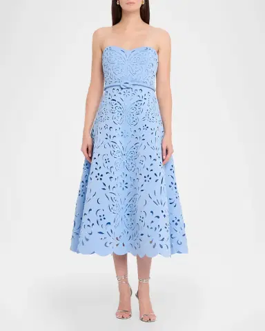 BADGLEY MISCHKA Strapless Butterfly Laser-Cut Midi Dress | Thumbnail 2