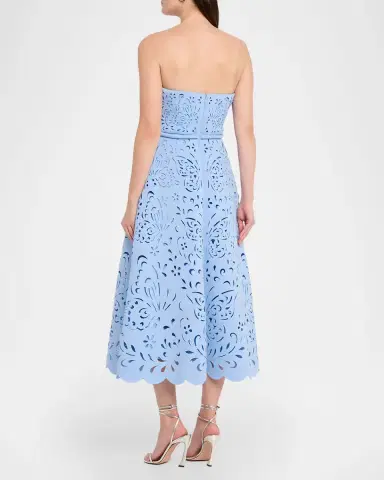 BADGLEY MISCHKA Strapless Butterfly Laser-Cut Midi Dress | Thumbnail 3