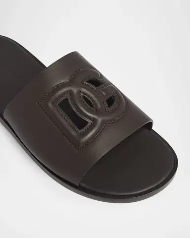 Dolce & Gabbana Men's Calfskin DG Logo Slide Sandals | Thumbnail 5