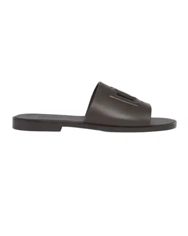 Dolce & Gabbana Men's Calfskin DG Logo Slide Sandals | Thumbnail 1