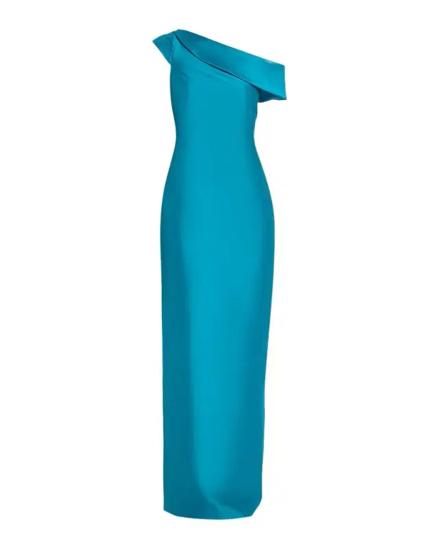 Badgley Mischka One-Shoulder Column Gown