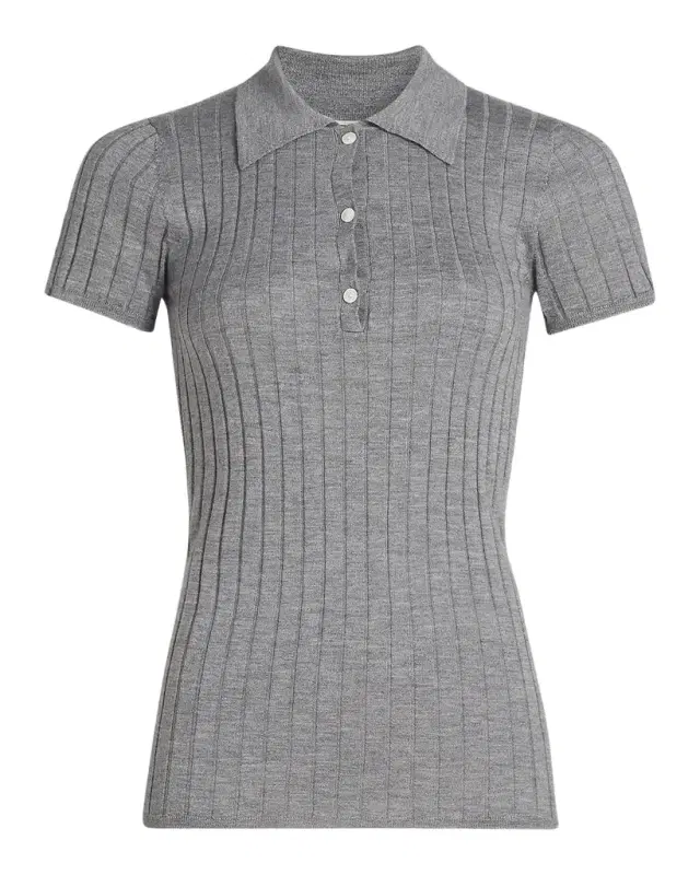 Toteme Ribbed Cashmere Silk Polo Shirt