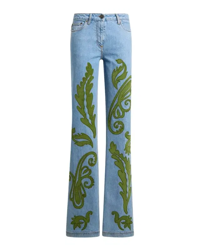 Etro Paisley Embroidered Bootcut Jeans