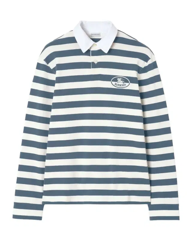 Burberry Men 's Striped Cotton Rugby Polo Shirt