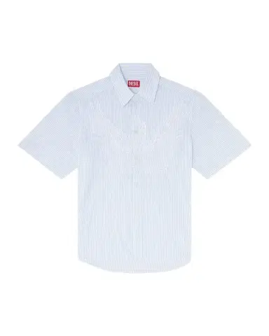 Diesel Men 's Simply Stripe Phoenix-Embroidered Short-Sleeve Shirt | Thumbnail 1 Diesel Men 's Simply Stripe Phoenix-Embroidered Short-Sleeve Shirt | Thumbnail 1