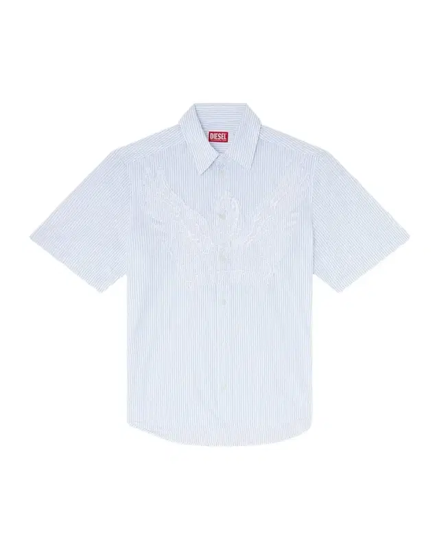 Diesel Men 's Simply Stripe Phoenix-Embroidered Short-Sleeve Shirt
