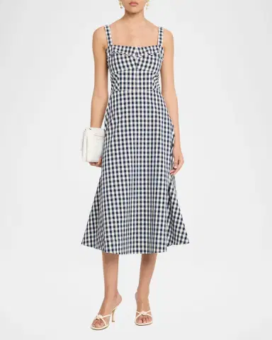 Veronica Beard Aila Gingham A-Line Midi Dress | Thumbnail 2 Veronica Beard Aila Gingham A-Line Midi Dress | Thumbnail 2