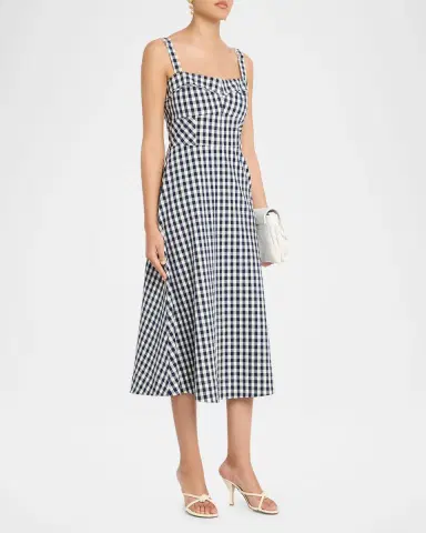 Veronica Beard Aila Gingham A-Line Midi Dress | Thumbnail 4 Veronica Beard Aila Gingham A-Line Midi Dress | Thumbnail 4