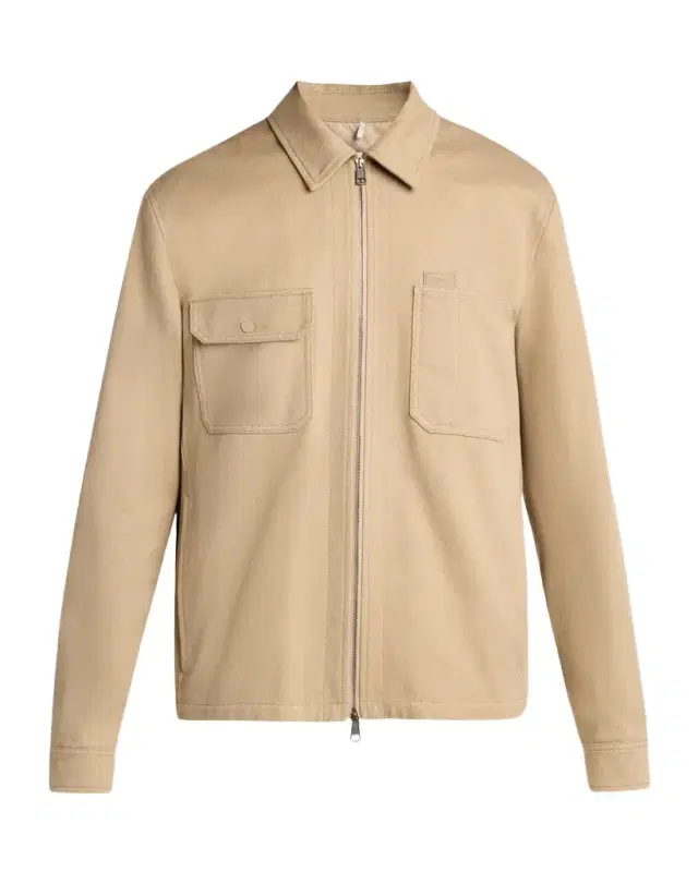 Moncler Men 's Cotton Leather-Logo Shirt Jacket