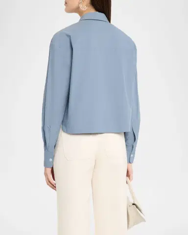 Veronica Beard Aderes Embroidered Cropped Cotton Shirt | Thumbnail 3 Veronica Beard Aderes Embroidered Cropped Cotton Shirt | Thumbnail 3