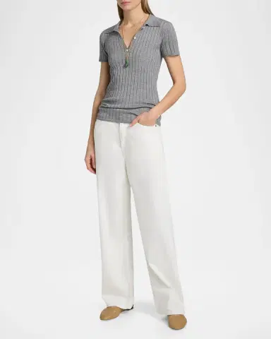 TOTEME Ribbed Cashmere Silk Polo Shirt | Thumbnail 2 TOTEME Ribbed Cashmere Silk Polo Shirt | Thumbnail 2