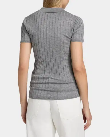 TOTEME Ribbed Cashmere Silk Polo Shirt | Thumbnail 3 TOTEME Ribbed Cashmere Silk Polo Shirt | Thumbnail 3