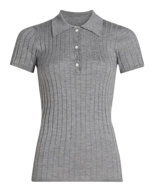 Toteme Ribbed Cashmere Silk Polo Shirt