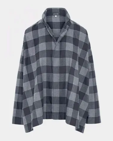 Eskandar Plaid Cotton Wide Longer Back Shirt Jacket | Thumbnail 6 Eskandar Plaid Cotton Wide Longer Back Shirt Jacket | Thumbnail 6