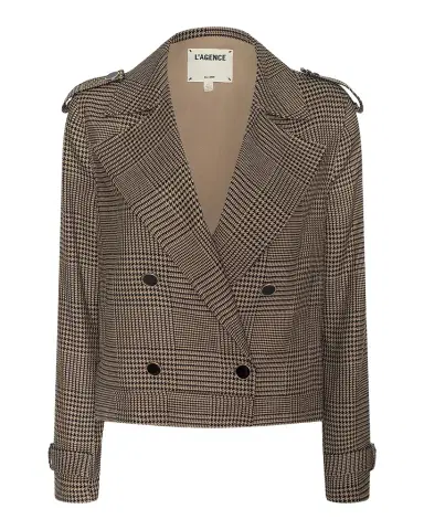 L'Agence Xoey Houndstooth Cropped Trench Coat | Thumbnail 1 L'Agence Xoey Houndstooth Cropped Trench Coat | Thumbnail 1