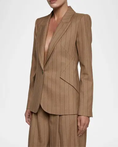 L'Agence Chamberlain Pinstriped Single-Breasted Blazer | Thumbnail 4