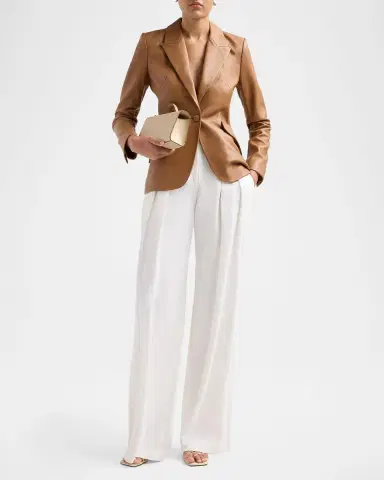 L'Agence Chamberlain Leather Single-Breasted Blazer | Thumbnail 2
