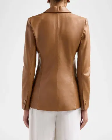 L'Agence Chamberlain Leather Single-Breasted Blazer | Thumbnail 3