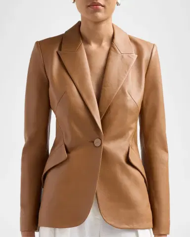 L'Agence Chamberlain Leather Single-Breasted Blazer | Thumbnail 5