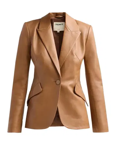 L'Agence Chamberlain Leather Single-Breasted Blazer | Thumbnail 1