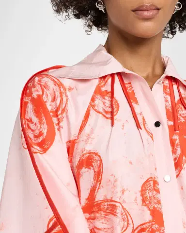 LOVEBIRDS Aster Printed Silk Tie-Waist Midi Shirtdress | Thumbnail 5
