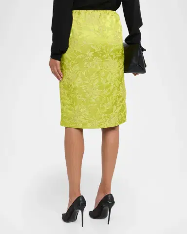 Saint Laurent Metallic Floral Brocade Slit Skirt | Thumbnail 3 Saint Laurent Metallic Floral Brocade Slit Skirt | Thumbnail 3