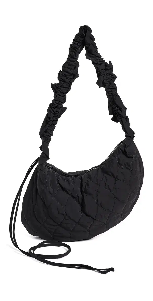 Damson Madder Embroidered Rose Ruched Kidney Bag Black One Size