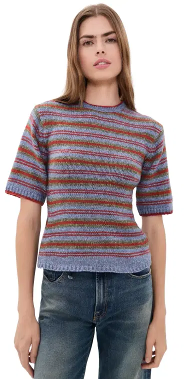 Proenza Schouler White Label Dana tripe weater Periwinkle tripe | Thumbnail 1 Proenza Schouler White Label Dana tripe weater Periwinkle tripe | Thumbnail 1