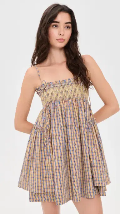 Damson Madder Marmalade Check Lilo Mini Dress | Thumbnail 2 Damson Madder Marmalade Check Lilo Mini Dress | Thumbnail 2