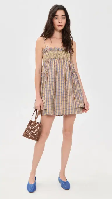 Damson Madder Marmalade Check Lilo Mini Dress | Thumbnail 5 Damson Madder Marmalade Check Lilo Mini Dress | Thumbnail 5