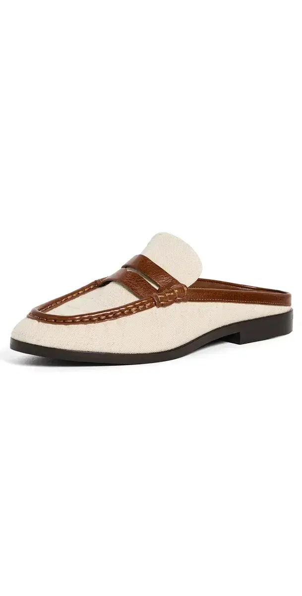 Dean Canvas Combo Loafer Mules Natural Saddle