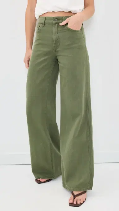 Veronica Beard Jean Kasey Wide Leg Jeans Stone Army | Thumbnail 2