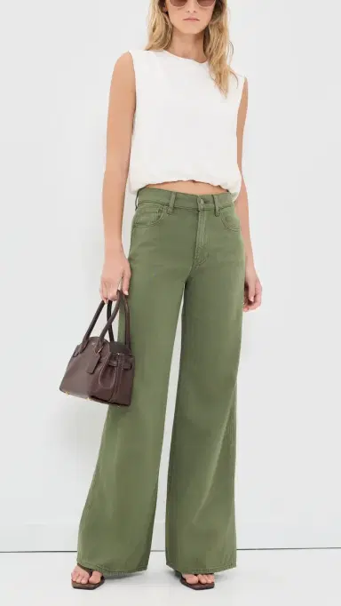 Veronica Beard Jean Kasey Wide Leg Jeans Stone Army | Thumbnail 5