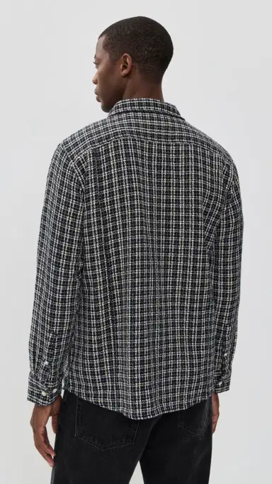 Corridor Reverse Tweed Snow Check Shirt Blue | Thumbnail 3 Corridor Reverse Tweed Snow Check Shirt Blue | Thumbnail 3