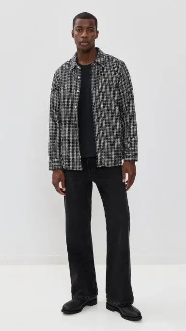 Corridor Reverse Tweed Snow Check Shirt Blue | Thumbnail 5 Corridor Reverse Tweed Snow Check Shirt Blue | Thumbnail 5