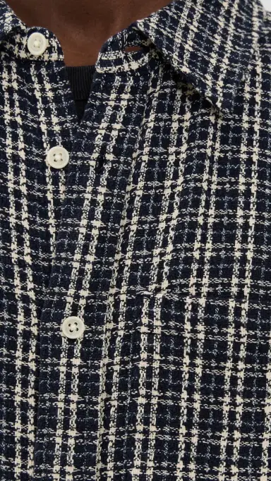 Corridor Reverse Tweed Snow Check Shirt Blue | Thumbnail 6 Corridor Reverse Tweed Snow Check Shirt Blue | Thumbnail 6