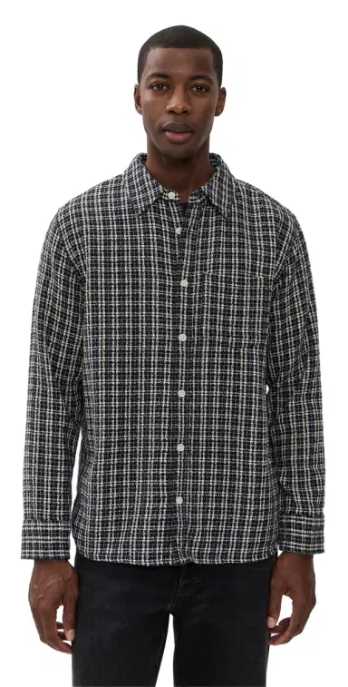 Corridor Reverse Tweed Snow Check Shirt Blue | Thumbnail 1 Corridor Reverse Tweed Snow Check Shirt Blue | Thumbnail 1